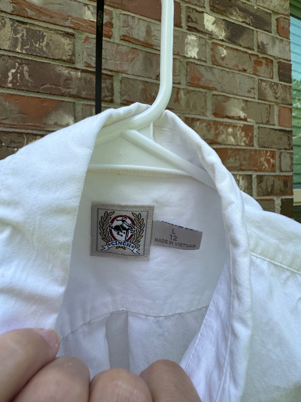 White Cinch Button-down | Size L (12)